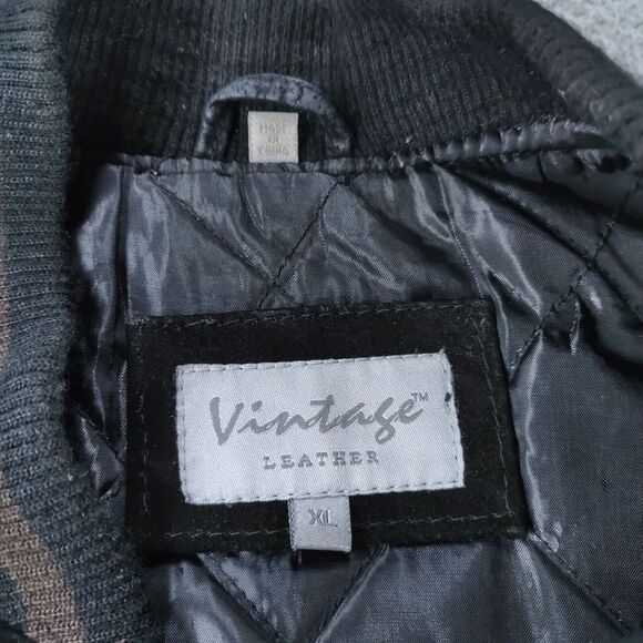 Vintage Seude Leather Varsity Jacket Mens XL Brown & Black Thick Lined - Picture 10 of 16